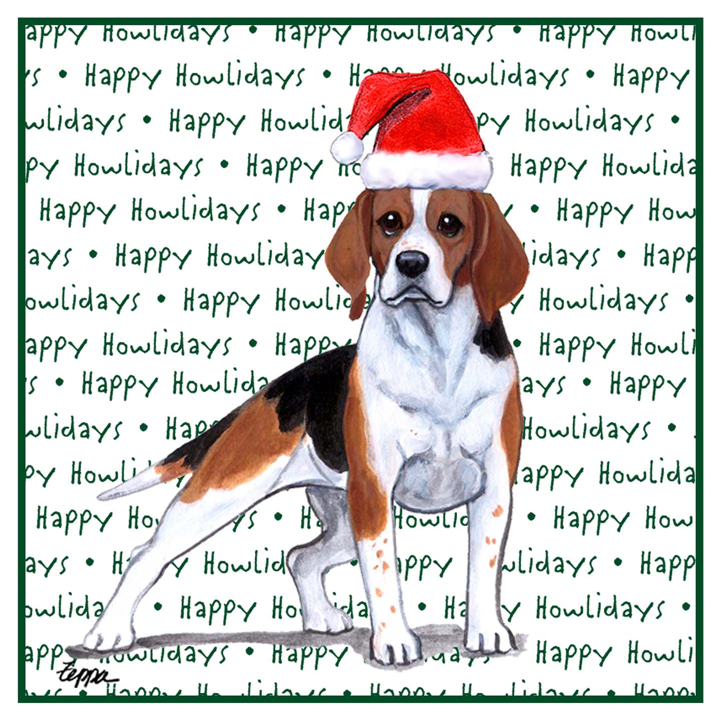 Beagle Happy Howlidays Text - Adult Unisex Hoodie Sweatshirt