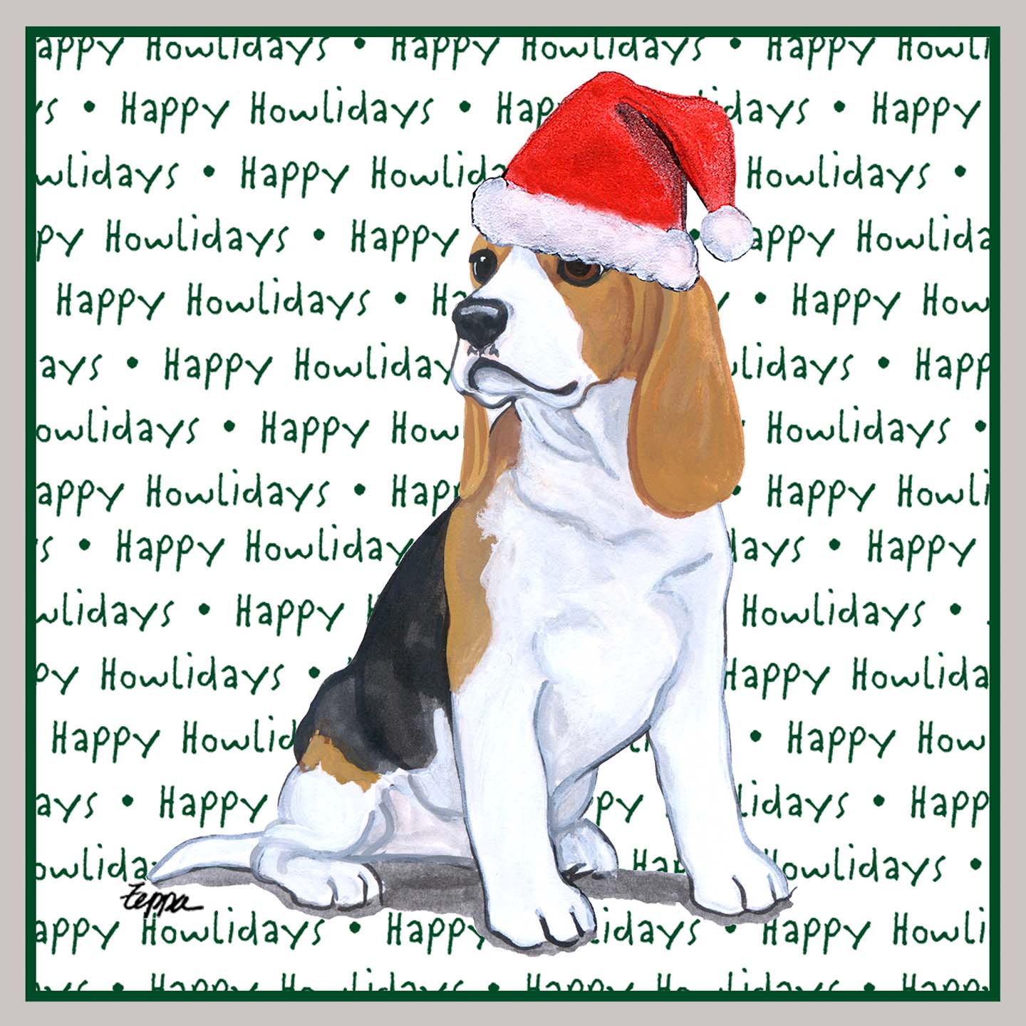Beagle Puppy Happy Howlidays Text - Women's V-Neck Long Sleeve T-Shirt