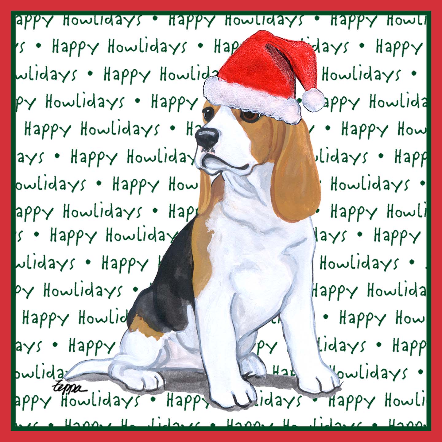 Beagle Puppy Happy Howlidays Text - Adult Unisex Long Sleeve T-Shirt