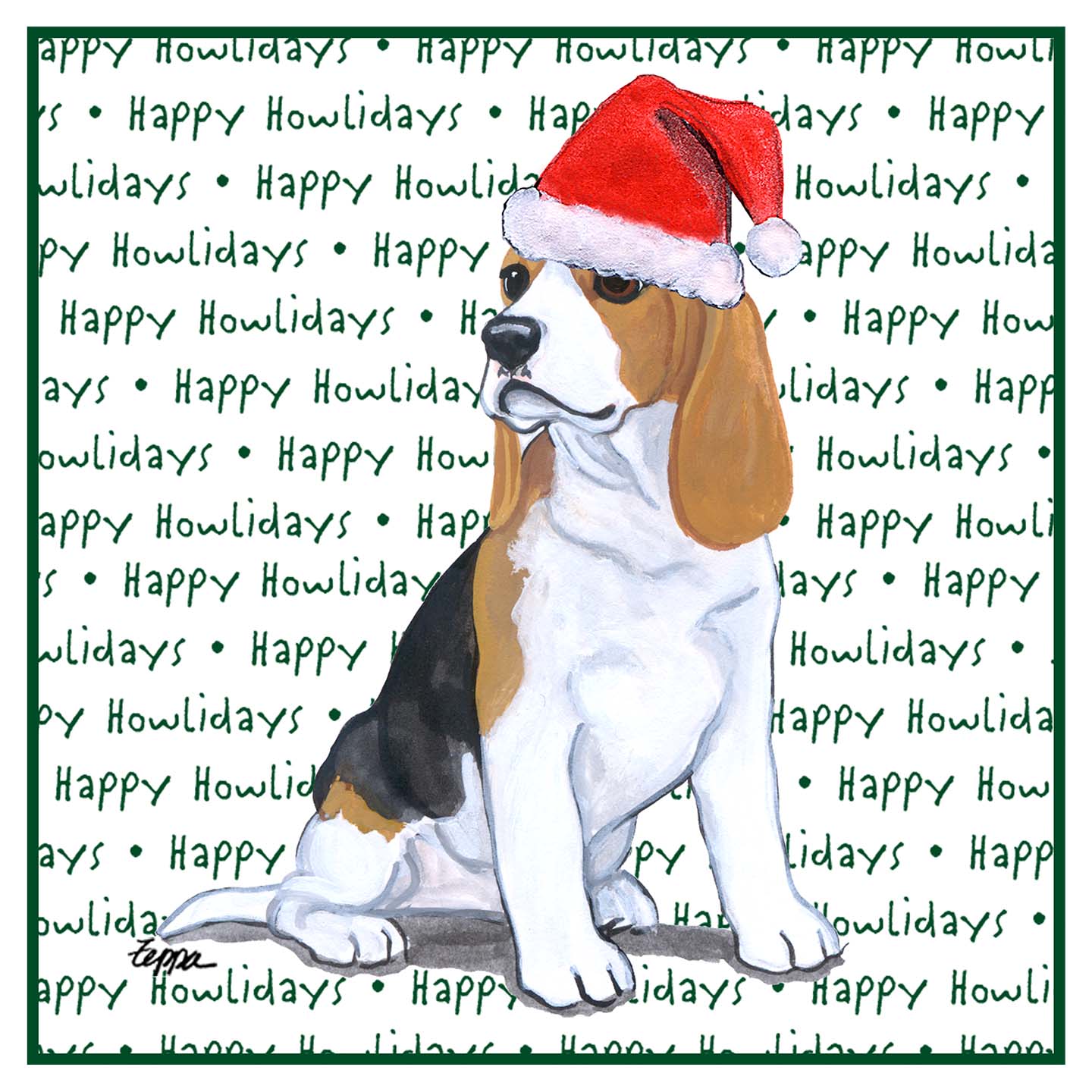 Beagle Puppy Happy Howlidays Text - Adult Unisex Hoodie Sweatshirt