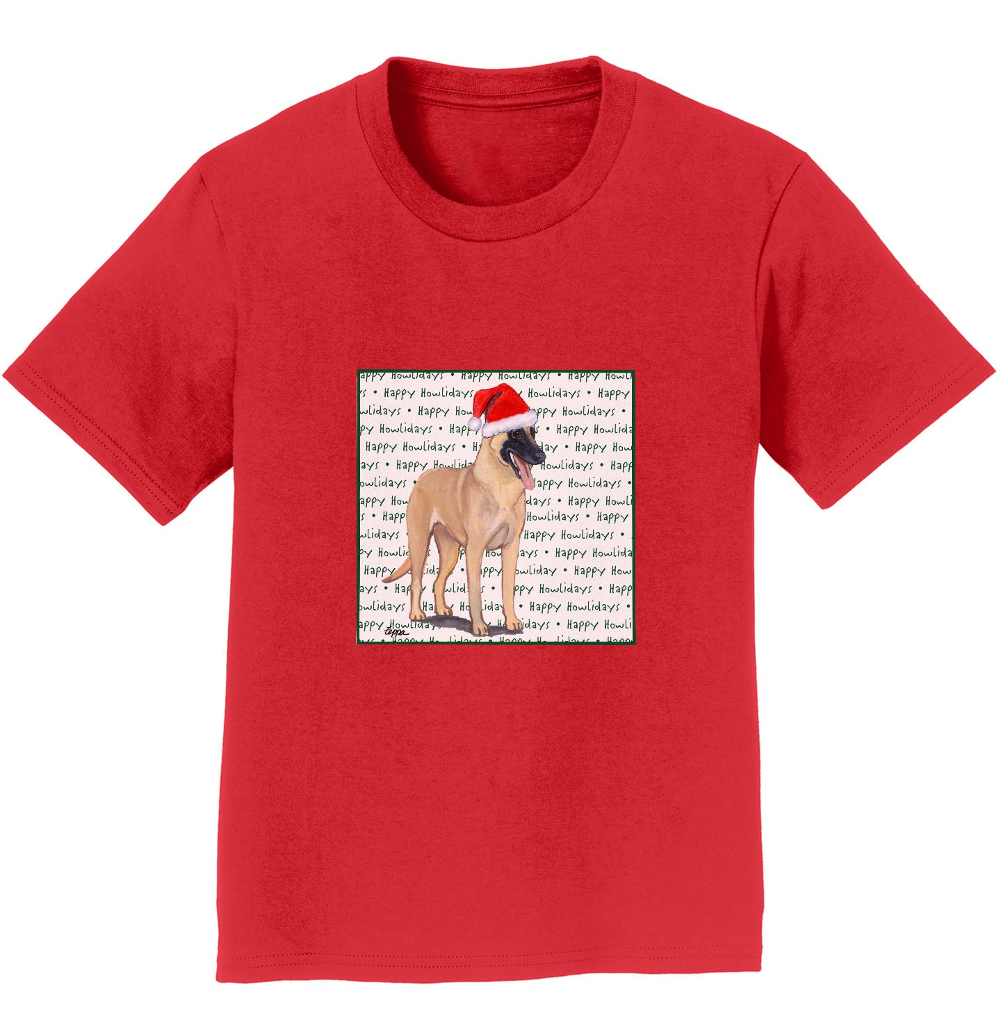 Belgian Malinois Happy Howlidays Text - Kids' Unisex T-Shirt