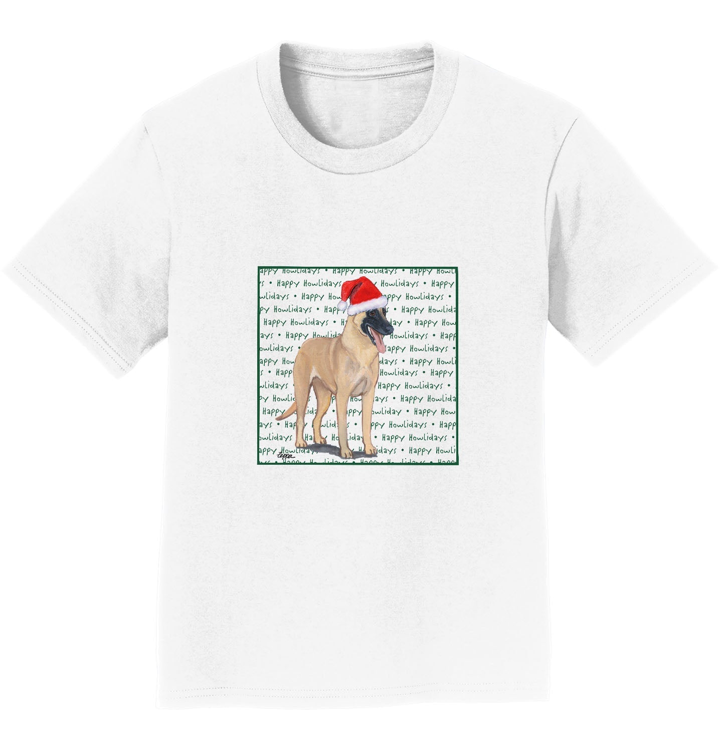 Belgian Malinois Happy Howlidays Text - Kids' Unisex T-Shirt