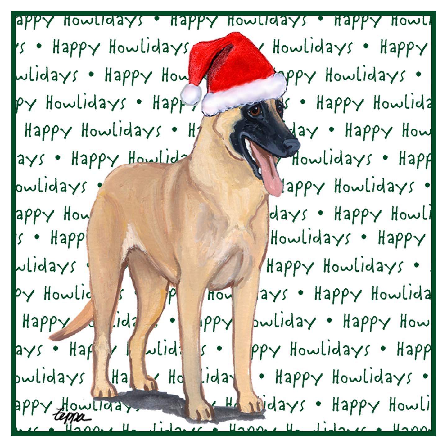 Belgian Malinois Happy Howlidays Text - Adult Unisex Hoodie Sweatshirt