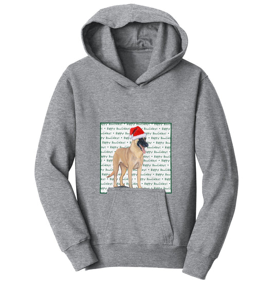 Belgian Malinois Happy Howlidays Text - Kids' Unisex Hoodie Sweatshirt