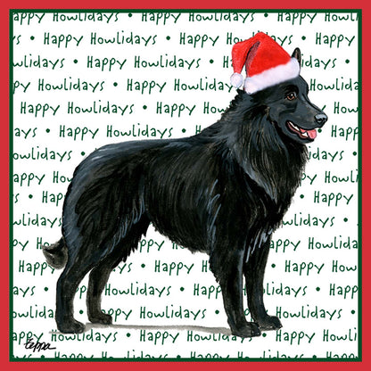 Belgian Sheepdog Happy Howlidays Text - Adult Unisex Long Sleeve T-Shirt