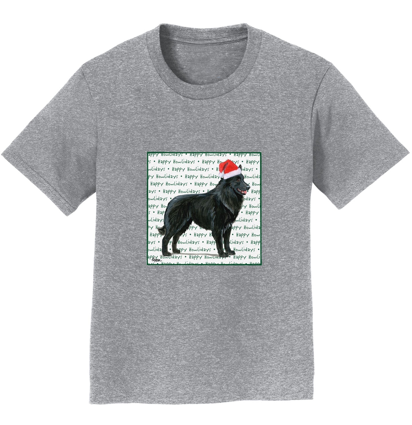 Belgian Sheepdog Happy Howlidays Text - Kids' Unisex T-Shirt