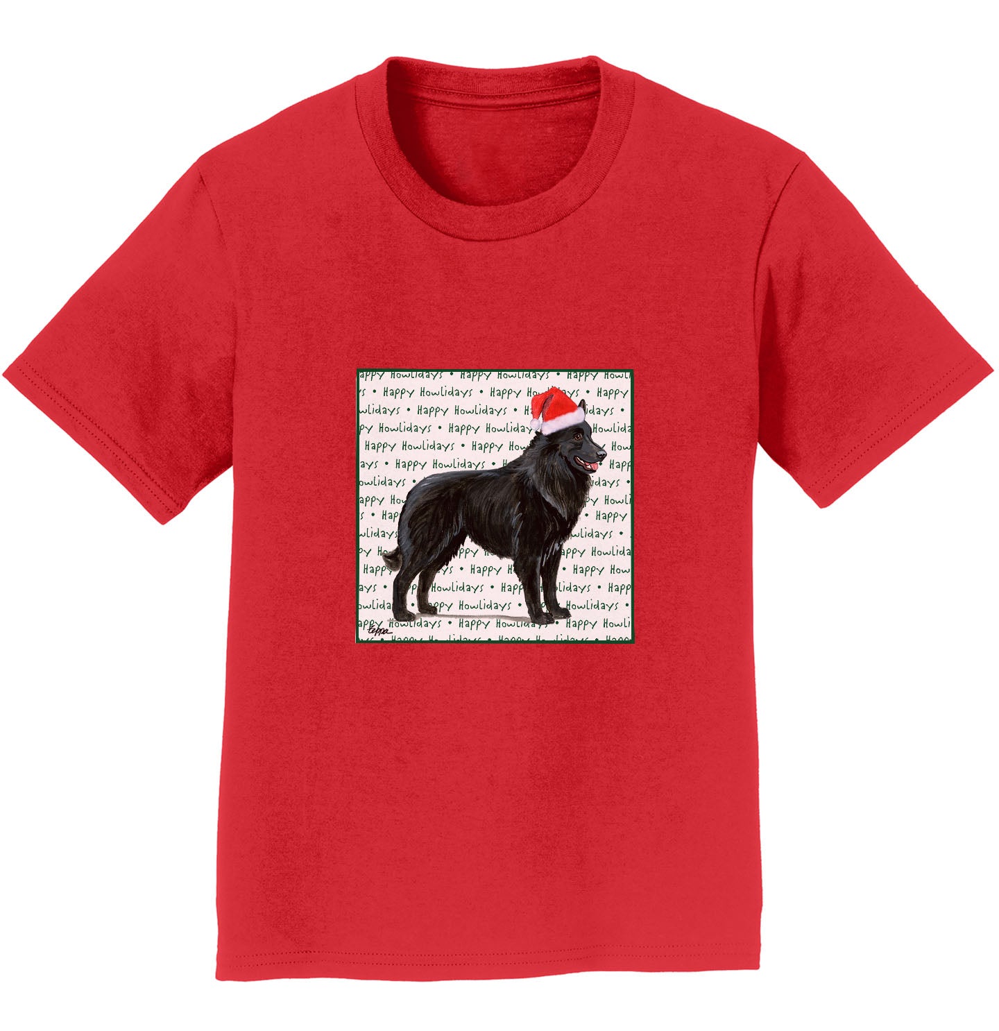 Belgian Sheepdog Happy Howlidays Text - Kids' Unisex T-Shirt