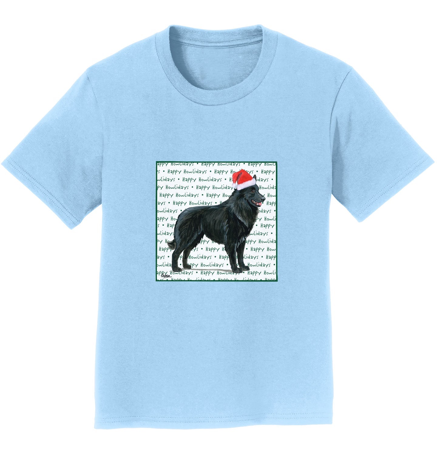 Belgian Sheepdog Happy Howlidays Text - Kids' Unisex T-Shirt