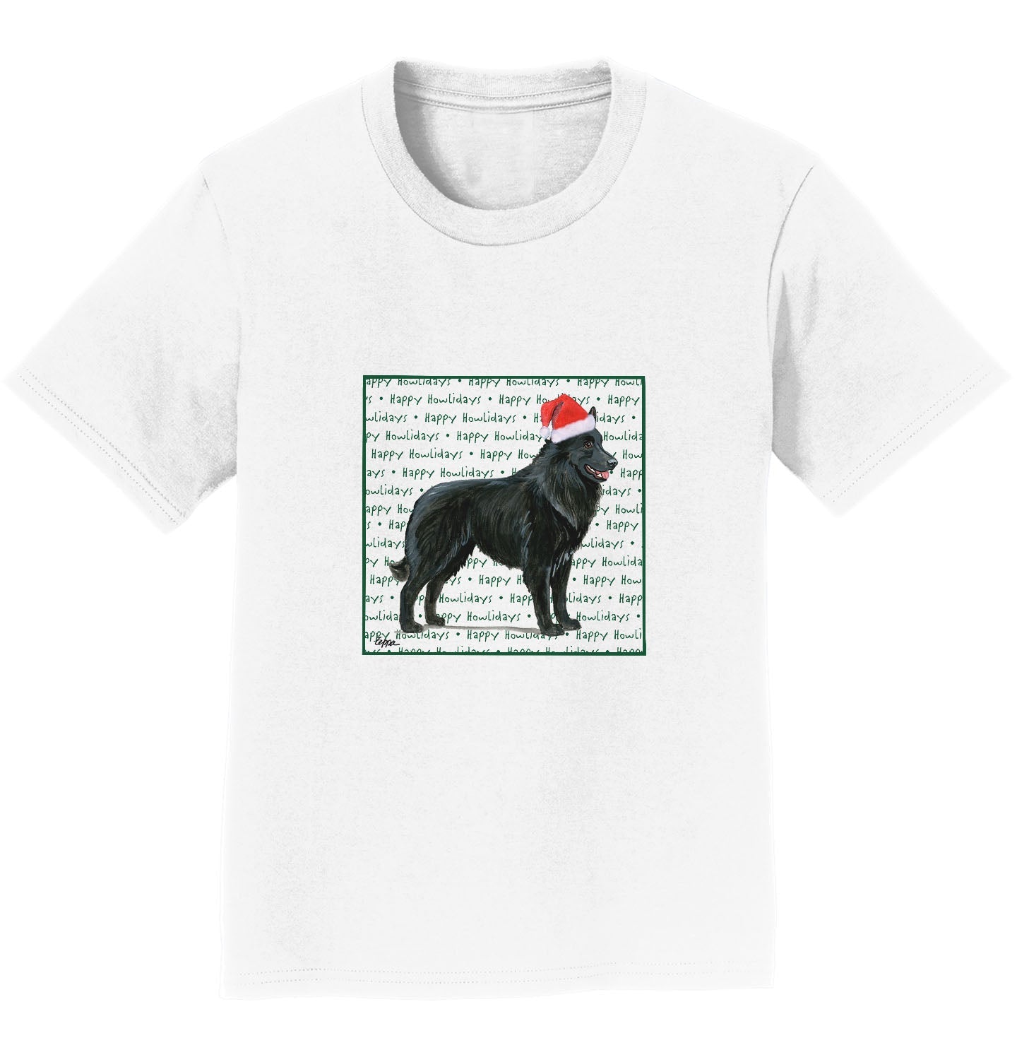 Belgian Sheepdog Happy Howlidays Text - Kids' Unisex T-Shirt