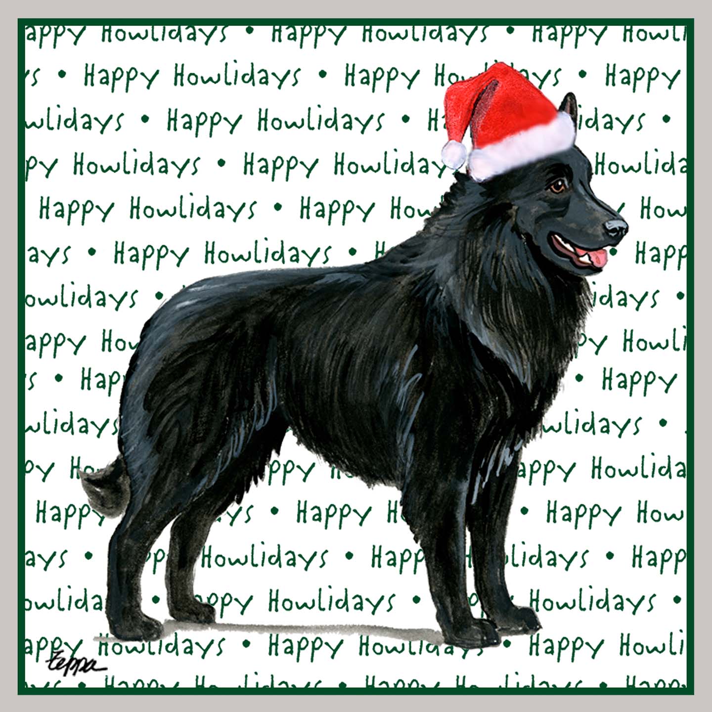 Belgian Sheepdog Happy Howlidays Text - Adult Unisex Crewneck Sweatshirt