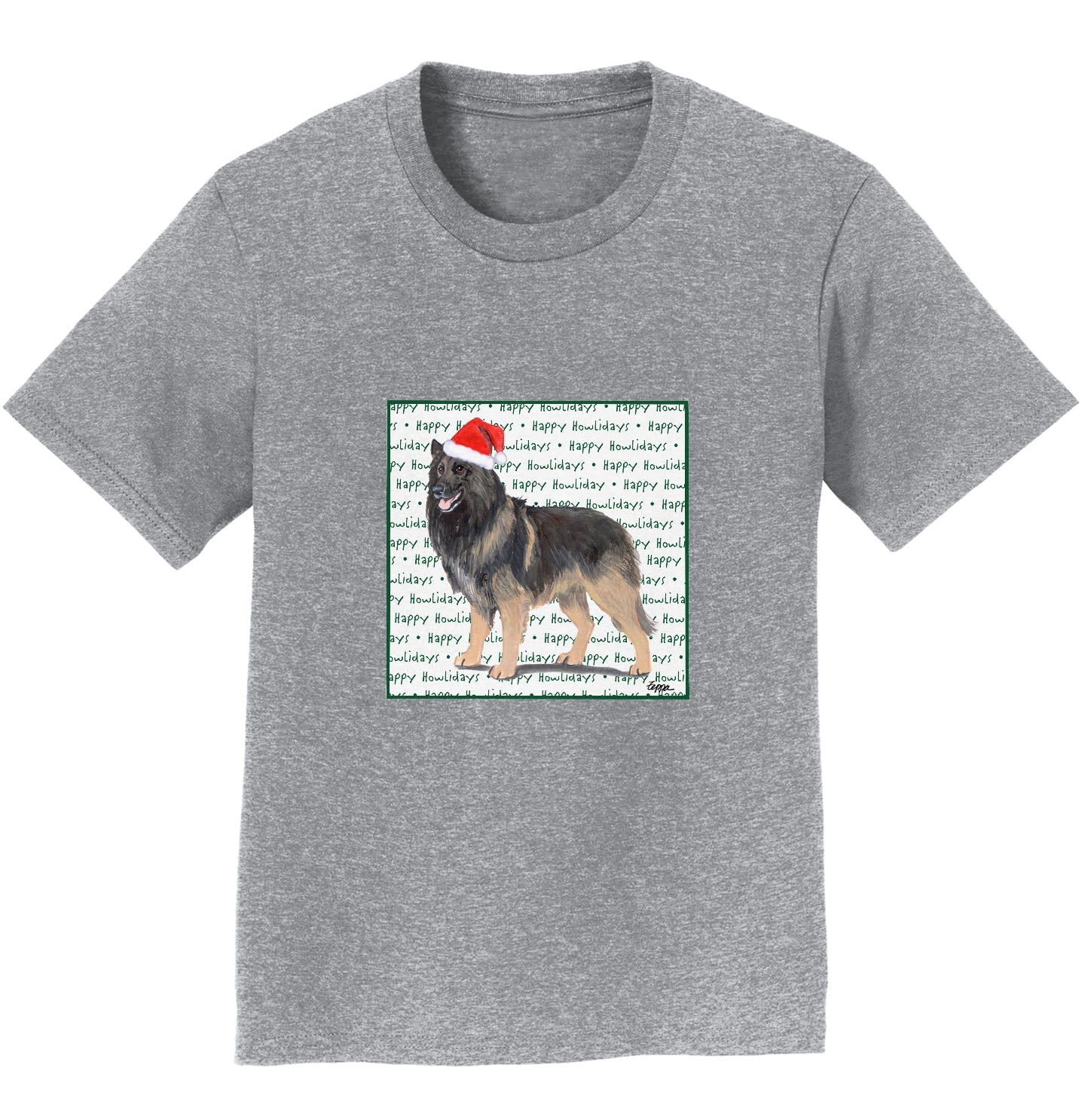 Belgian Tervuren Happy Howlidays Text - Kids' Unisex T-Shirt