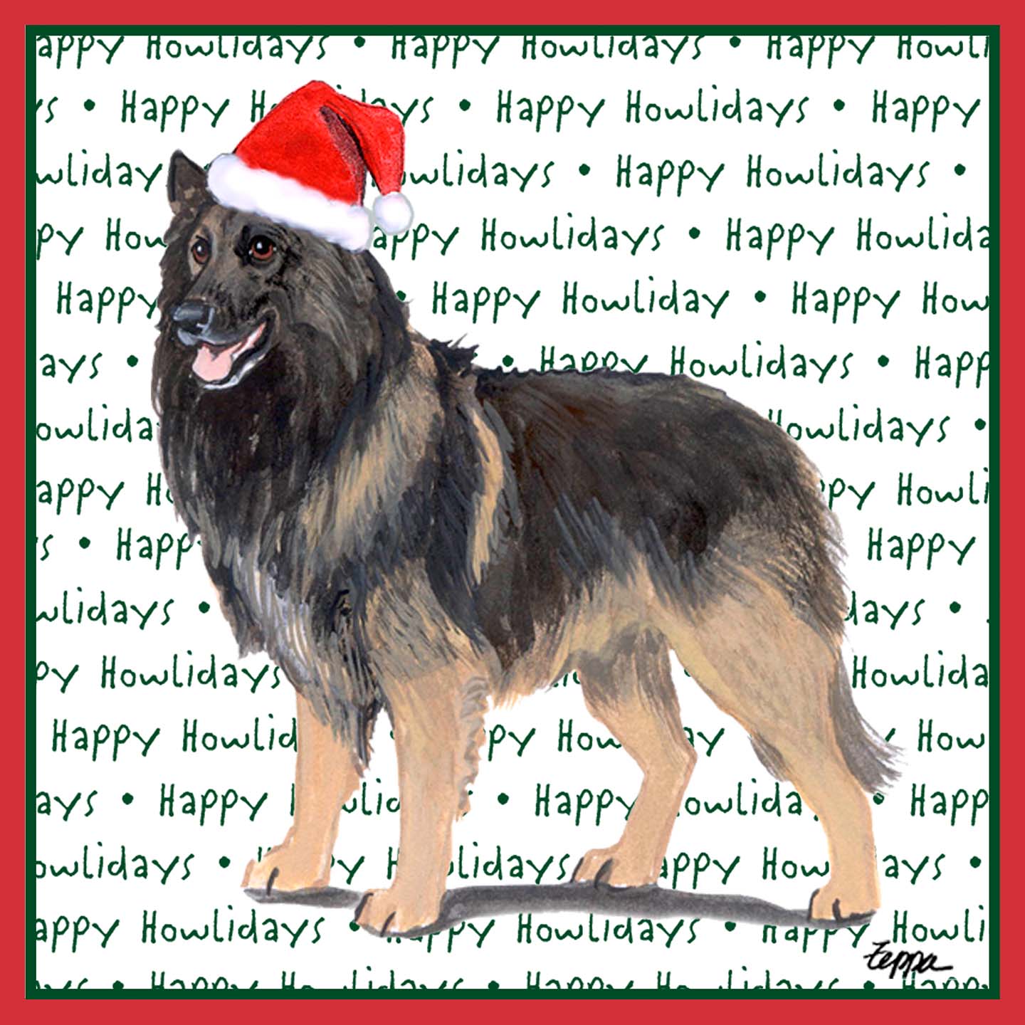 Belgian Tervuren Happy Howlidays Text - Kids' Unisex T-Shirt