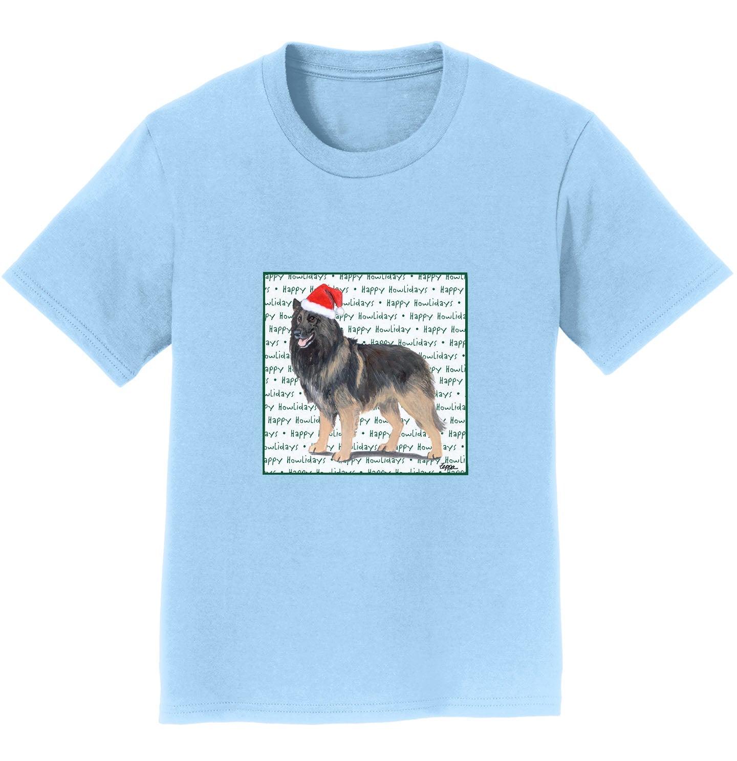 Belgian Tervuren Happy Howlidays Text - Kids' Unisex T-Shirt