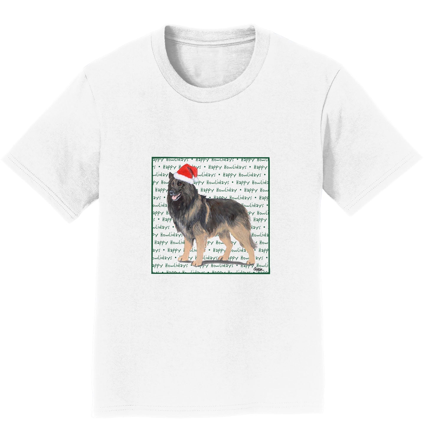 Belgian Tervuren Happy Howlidays Text - Kids' Unisex T-Shirt