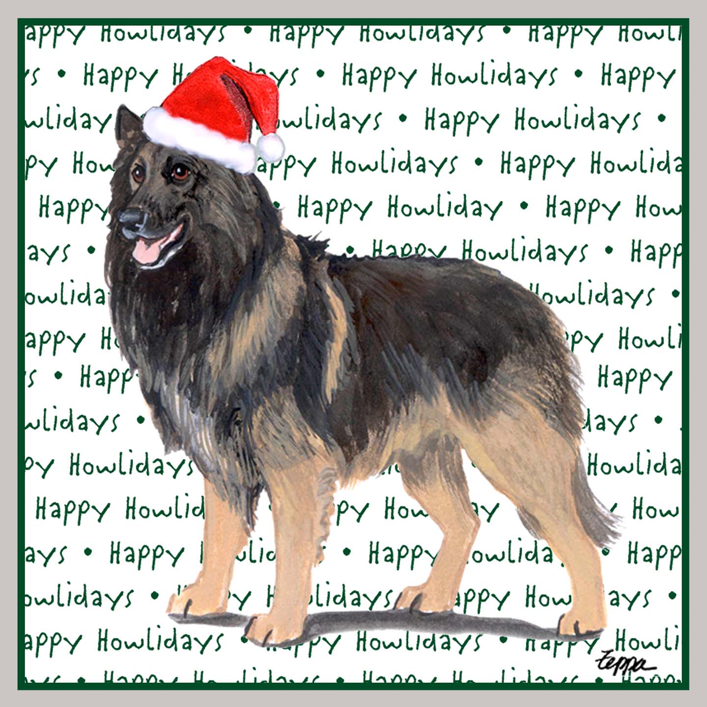 Belgian Tervuren Happy Howlidays Text - Adult Unisex Crewneck Sweatshirt