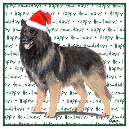 Belgian Tervuren Happy Howlidays Text - Adult Unisex Hoodie Sweatshirt