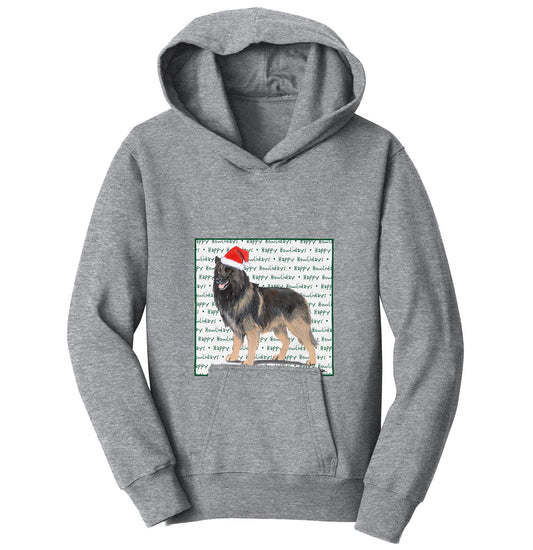 Belgian Tervuren Happy Howlidays Text - Kids' Unisex Hoodie Sweatshirt