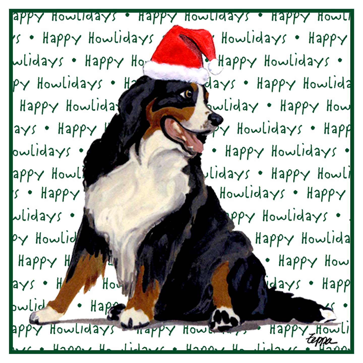 Bernese Mountain Dog Happy Howlidays Text - Women's V-Neck T-Shirt