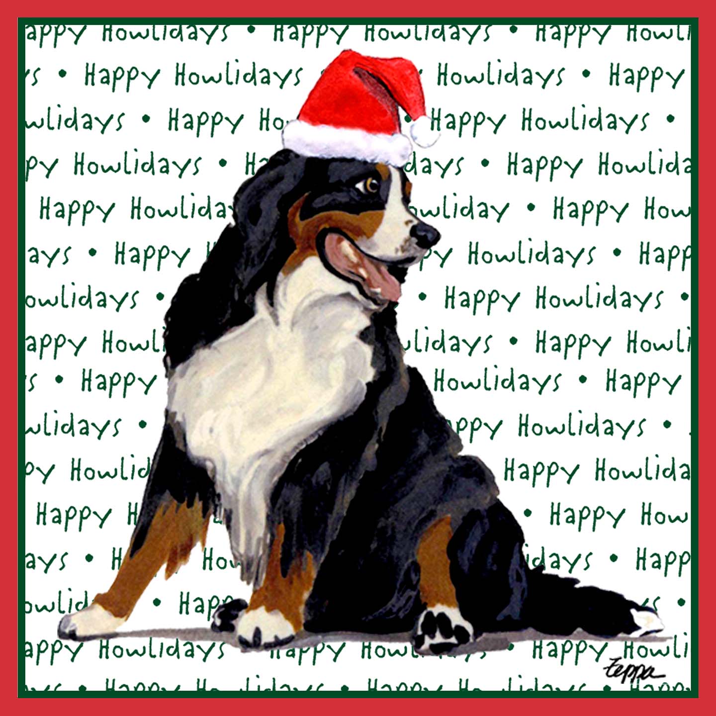 Bernese Mountain Dog Happy Howlidays Text - Adult Unisex Long Sleeve T-Shirt
