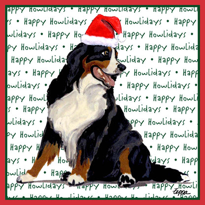 Bernese Mountain Dog Happy Howlidays Text - Adult Unisex Long Sleeve T-Shirt