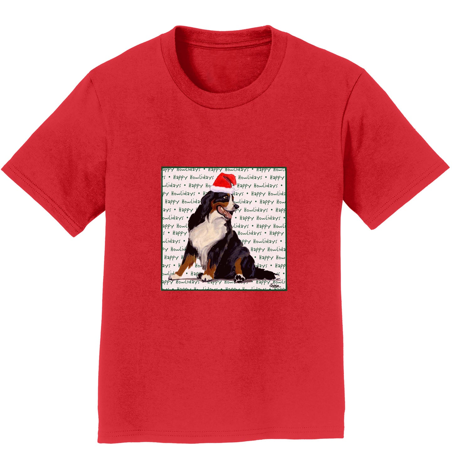 Bernese Mountain Dog Happy Howlidays Text - Kids' Unisex T-Shirt