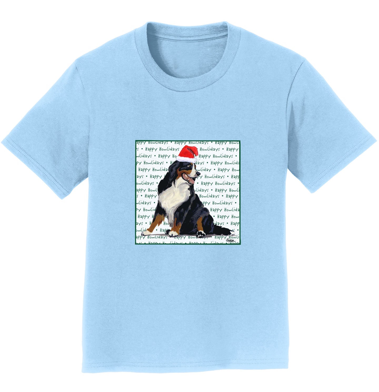 Bernese Mountain Dog Happy Howlidays Text - Kids' Unisex T-Shirt