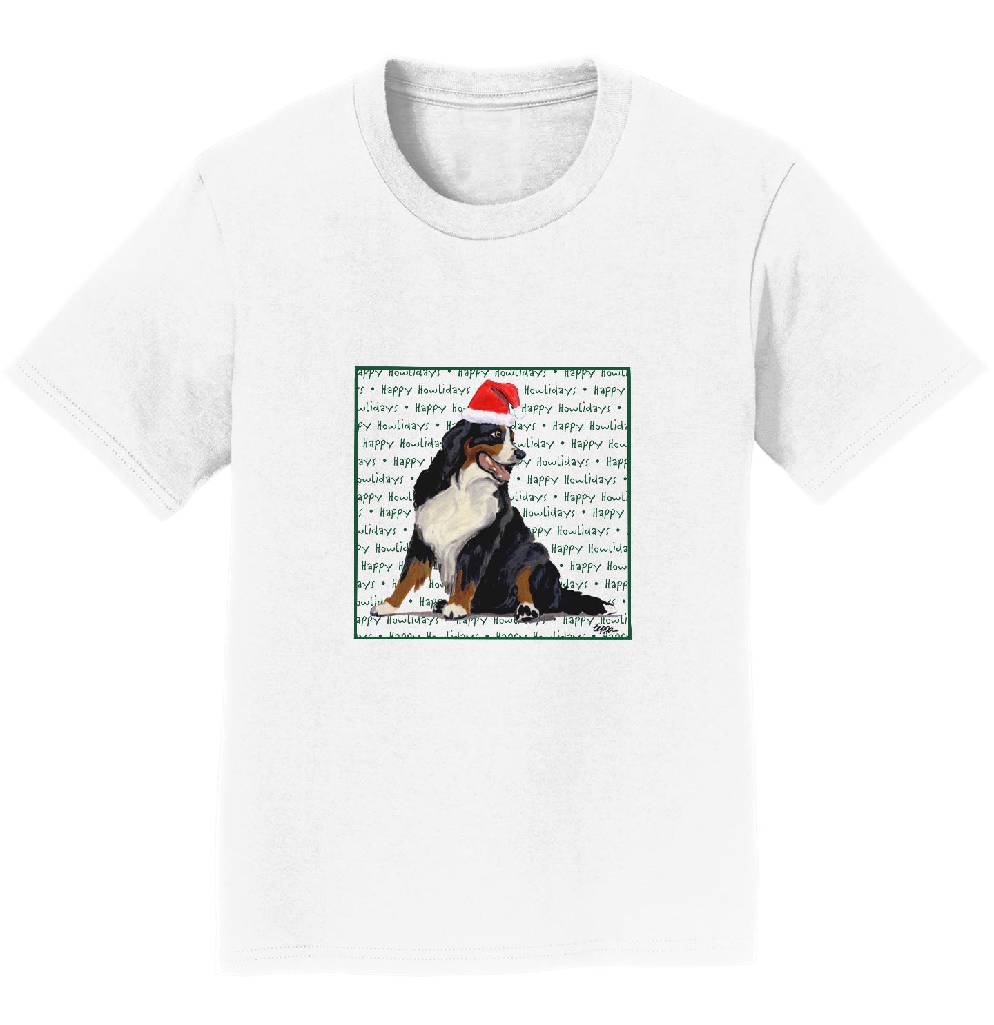 Bernese Mountain Dog Happy Howlidays Text - Kids' Unisex T-Shirt