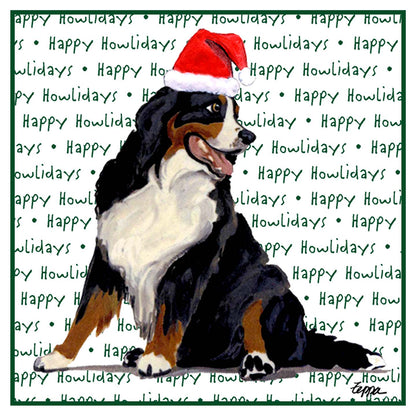 Bernese Mountain Dog Happy Howlidays Text - Adult Unisex Hoodie Sweatshirt