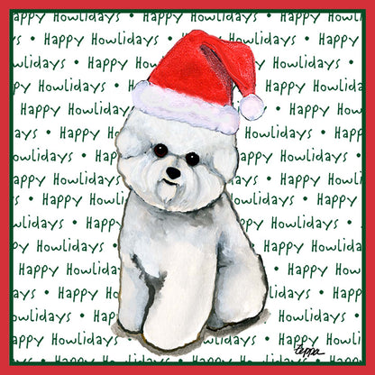 Bichon Frise Happy Howlidays Text - Adult Unisex Long Sleeve T-Shirt