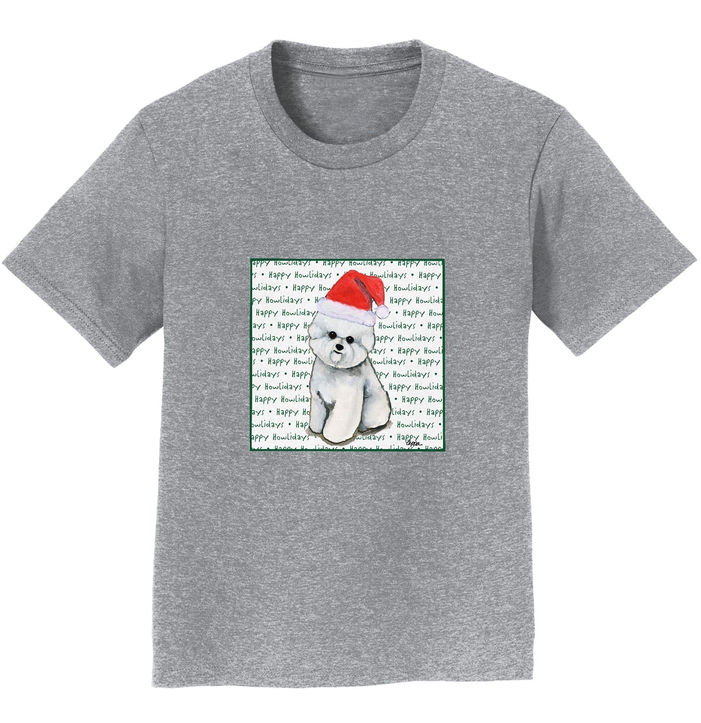 Bichon Frise Happy Howlidays Text - Kids' Unisex T-Shirt