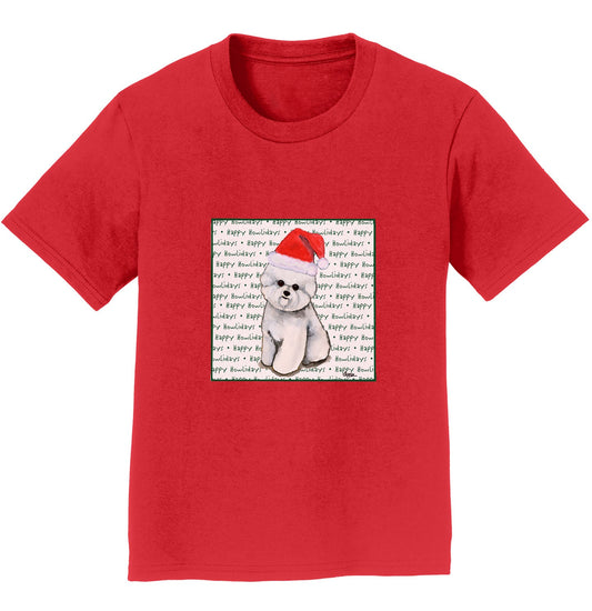 Bichon Frise Happy Howlidays Text - Kids' Unisex T-Shirt