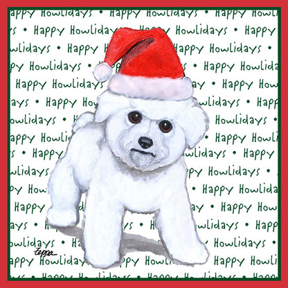Bichon Frise Puppy Happy Howlidays Text - Adult Unisex T-Shirt