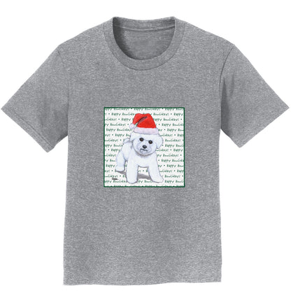 Bichon Frise Puppy Happy Howlidays Text - Kids' Unisex T-Shirt