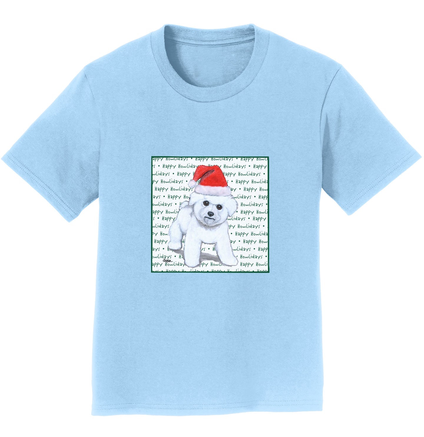 Bichon Frise Puppy Happy Howlidays Text - Kids' Unisex T-Shirt