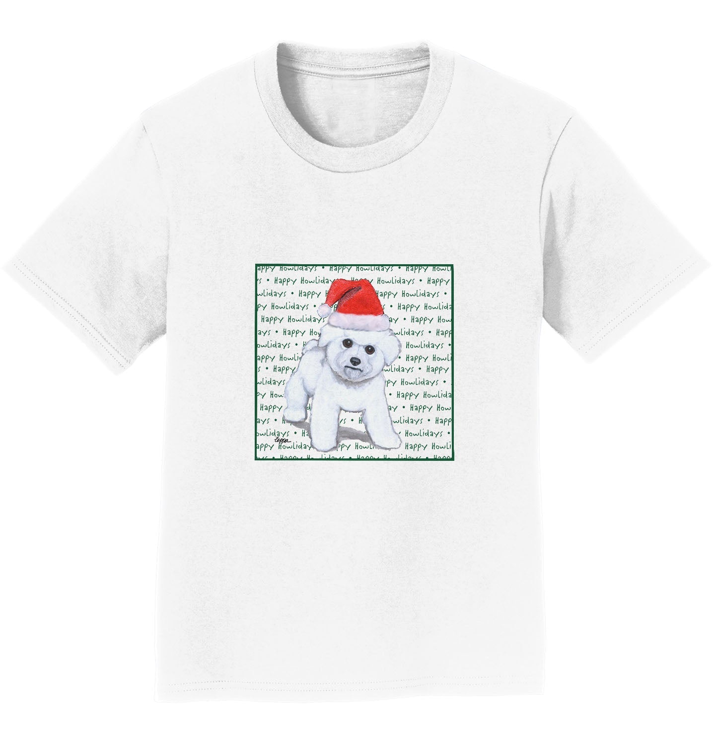 Bichon Frise Puppy Happy Howlidays Text - Kids' Unisex T-Shirt