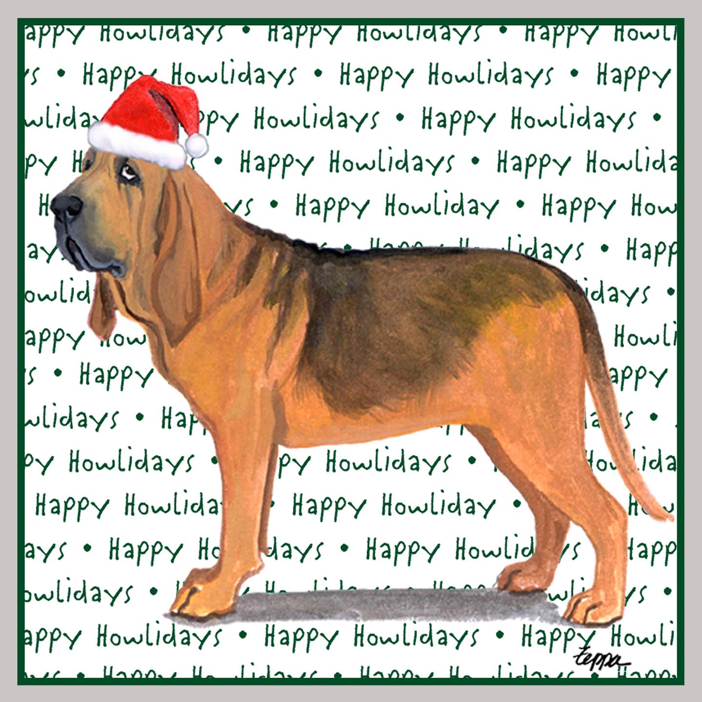 Bloodhound Happy Howlidays Text - Women's V-Neck Long Sleeve T-Shirt