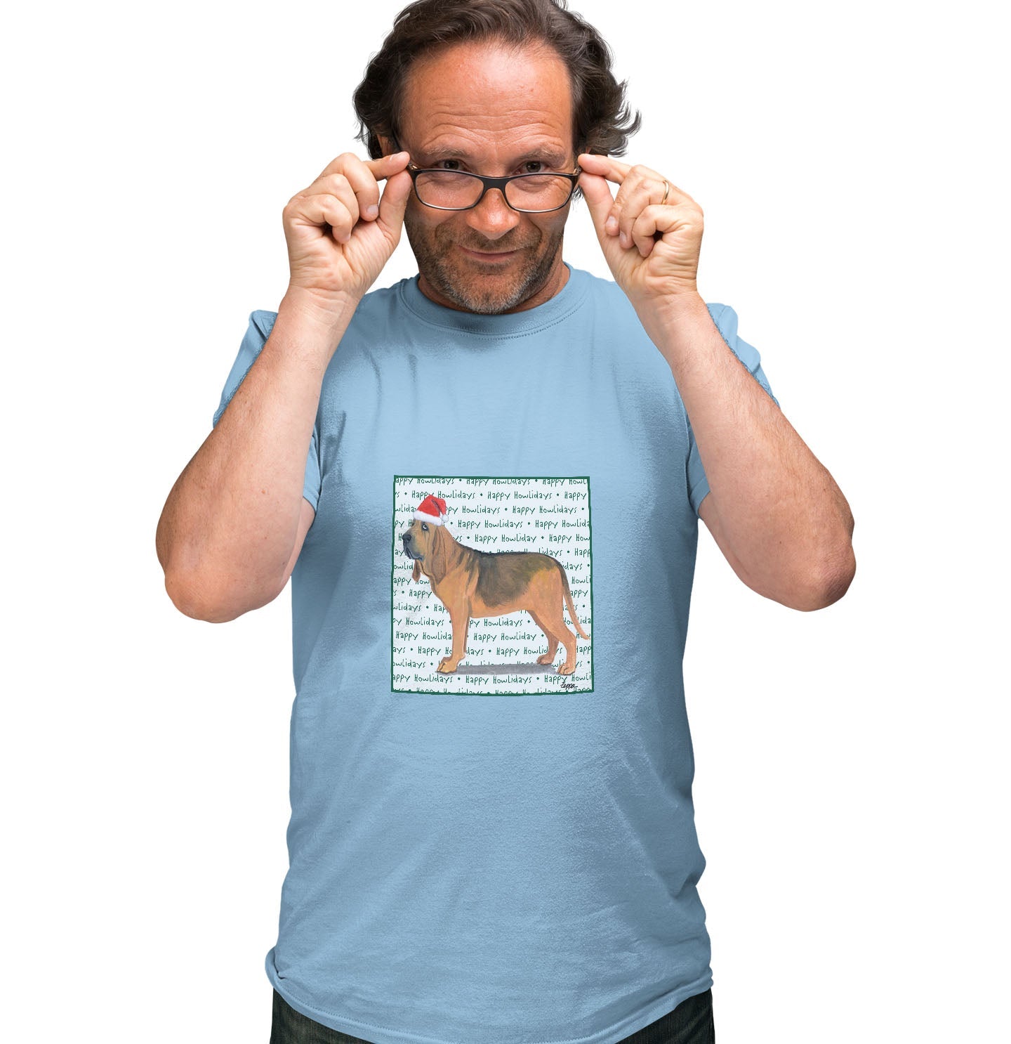 Bloodhound Happy Howlidays Text - Adult Unisex T-Shirt