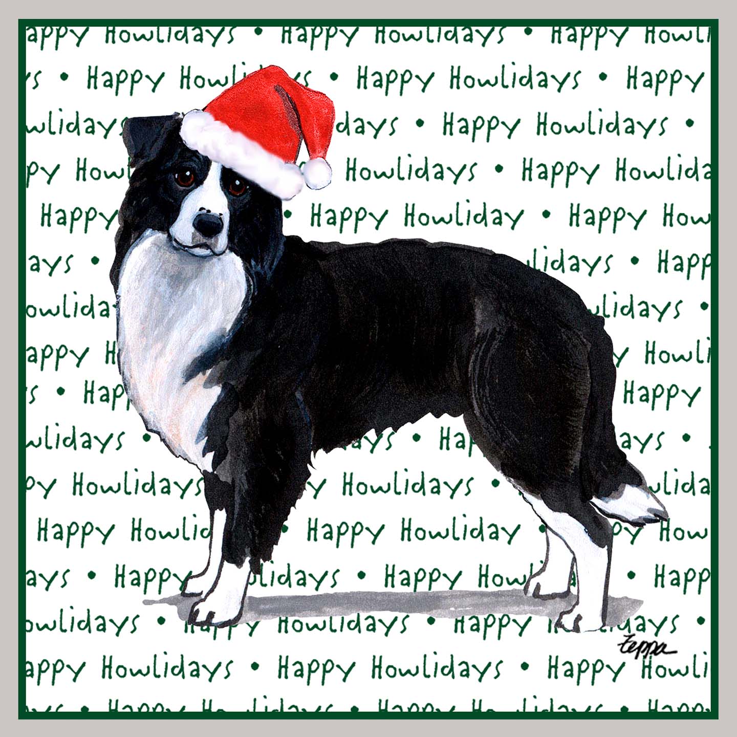 Border Collie Happy Howlidays Text - Women's V-Neck Long Sleeve T-Shirt