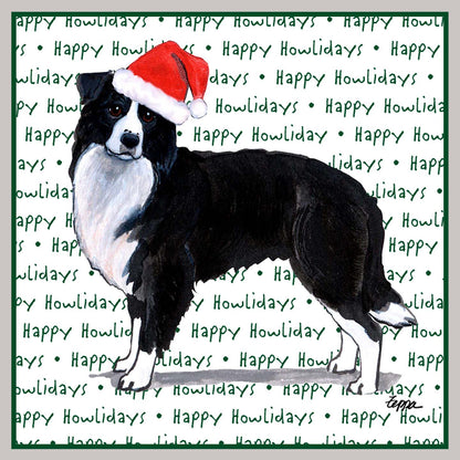 Border Collie Happy Howlidays Text - Women's V-Neck Long Sleeve T-Shirt