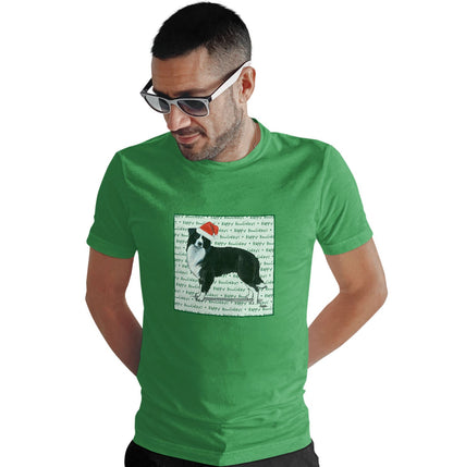 Border Collie Happy Howlidays Text - Adult Unisex T-Shirt