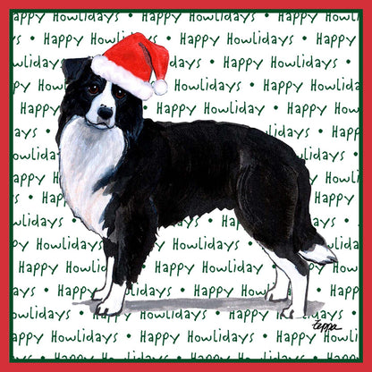 Border Collie Happy Howlidays Text - Adult Unisex T-Shirt