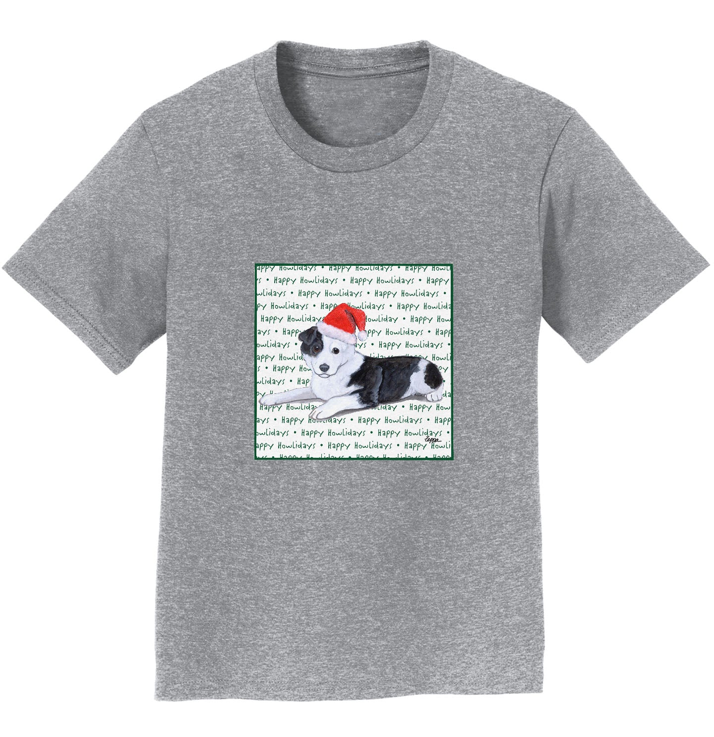 Border Collie Puppy Happy Howlidays Text - Kids' Unisex T-Shirt