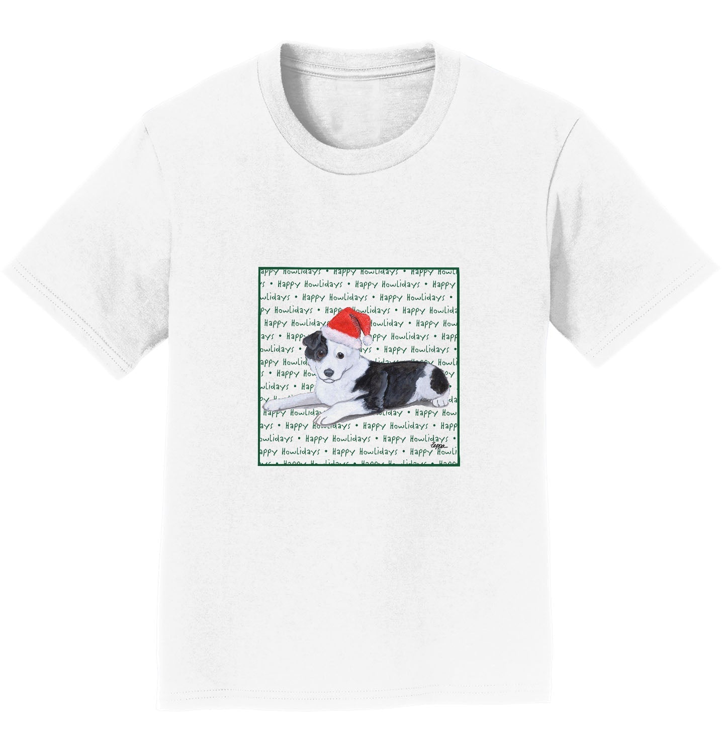 Border Collie Puppy Happy Howlidays Text - Kids' Unisex T-Shirt