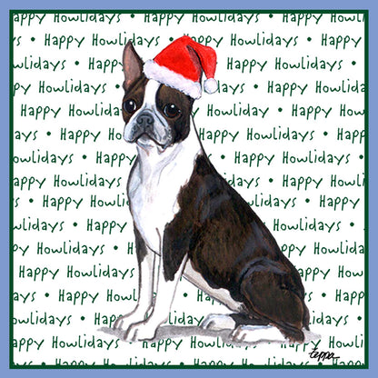 Boston Terrier Happy Howlidays Text - Women's Tri-Blend T-Shirt