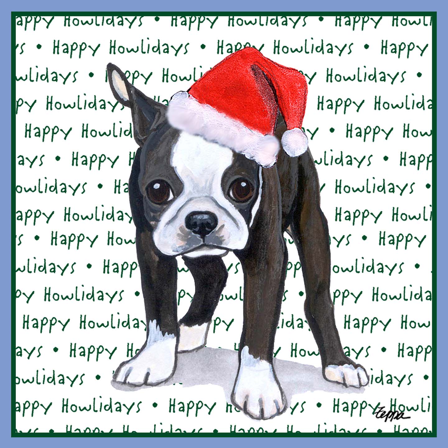 Boston Terrier Puppy Happy Howlidays Text - Women's Tri-Blend T-Shirt