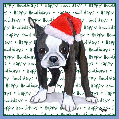 Boston Terrier Puppy Happy Howlidays Text - Women's Tri-Blend T-Shirt