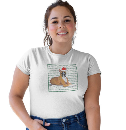 Boxer Happy Howlidays Text - Women's Tri-Blend T-Shirt