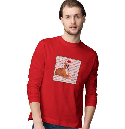 Boxer Happy Howlidays Text - Adult Unisex Long Sleeve T-Shirt