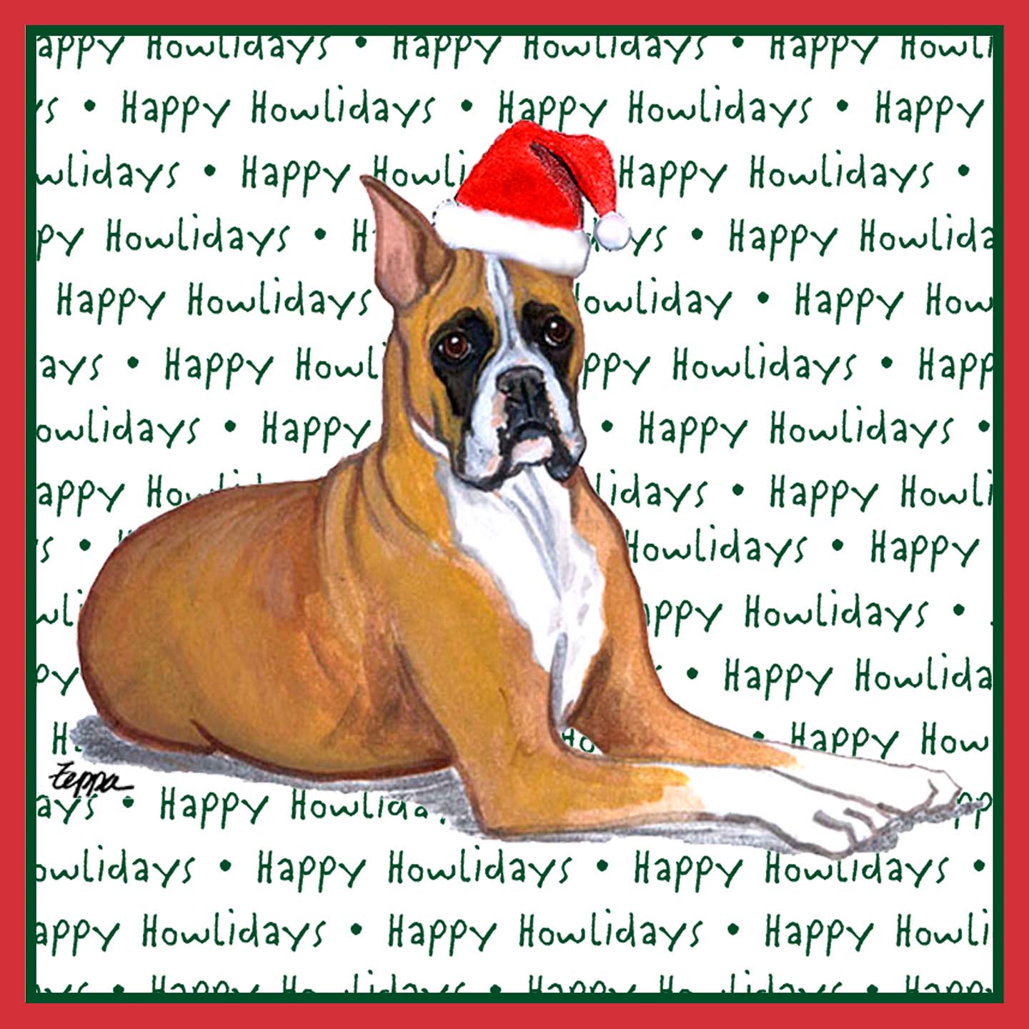Boxer Happy Howlidays Text - Adult Unisex Long Sleeve T-Shirt