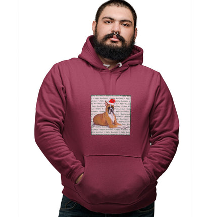 Boxer Happy Howlidays Text - Adult Unisex Hoodie Sweatshirt